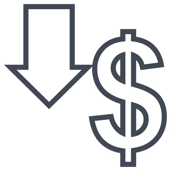 Dollar Mit Pfeil Symbol Nach Unten Vektorabbildung — Stockvektor