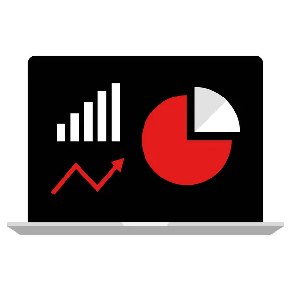 Laptop Met Grafiek Grafiek Witte Achtergrond — Stockvector