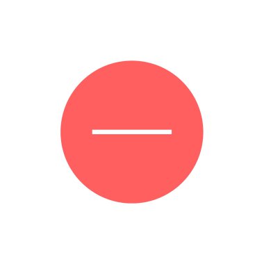 Eksi vektör simgesi, basit ve minimalist düz çizim, negatif çizgi sembolü