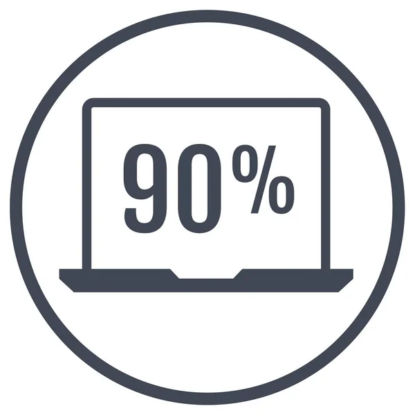 Laptop Percent Symbol Line Style Icon Vector Illustration — Stock Vector