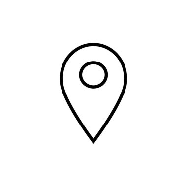 Web ve mobil uygulama tasarımınız için beyaz arkaplanda izole edilmiş konum simgesi vektörü, harita logosu konsepti