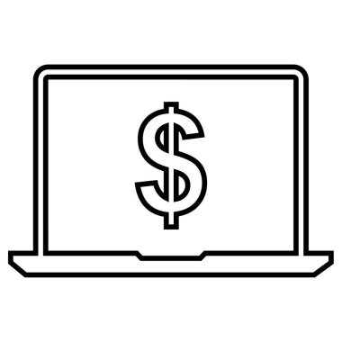 İnternet alışveriş simgesi. Web tasarımı için dizüstü bilgisayar ekran vektör simgelerinin basit çizimi 