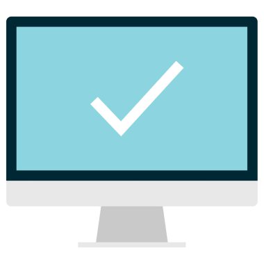 Bilgisayar basit düz simge, ana hatlı vektör illüstrasyonunu izler 