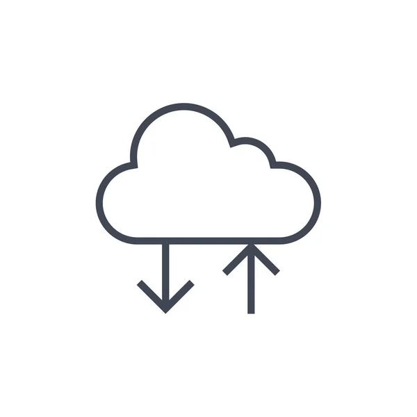 Cloud Computing Liniensymbol Umrissvektorzeichen Lineares Piktogramm Auf Weiß Isoliert Symbol — Stockvektor