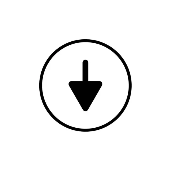 白い背景ベクトル図上のフラットスタイルの下矢印アイコン — ストックベクタ