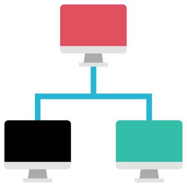 bilgisayarlar simgeye, vektör illüstrasyonuna bağlanır 