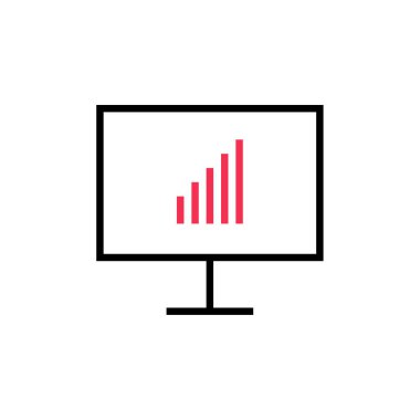 Monitörde çizelgenin vektör illüstrasyon simgesi 