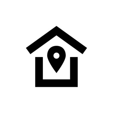 Gayrimenkul düz simgesi, vektör, illüstrasyon.