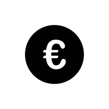 Euro vektör simgesi. düz siyah sembol. 