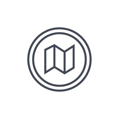 harita pin simgesi, ana hatlı vektör çizimi, doğrusal biçim, beyaz üzerinde izole