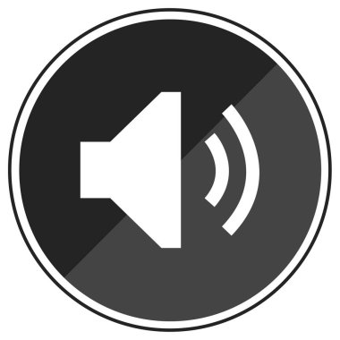 Beyaz arkaplanda siyah çember şeklinde hoparlör simgesi