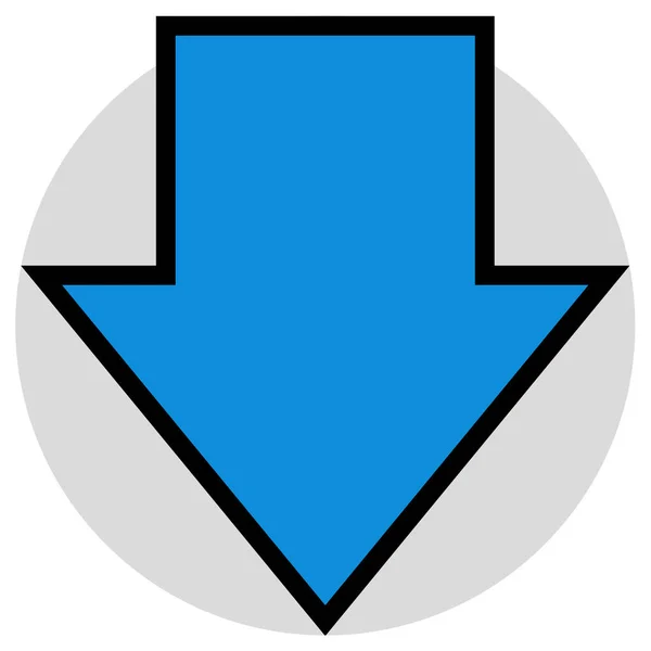 Flecha Abajo Icono Vector Estilo Contorno Símbolo Color Plano — Vector de stock