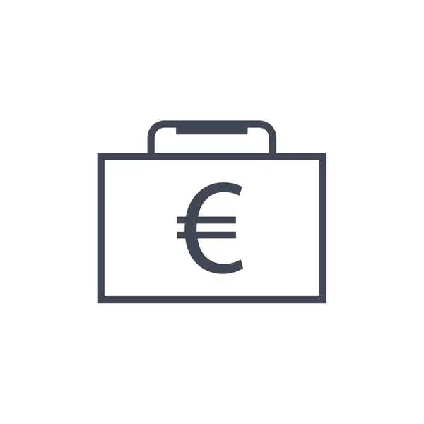 Euro Och Portfölj Ikon Pengar Symbol Vektor Illustration Linjär Glyf — Stock vektor