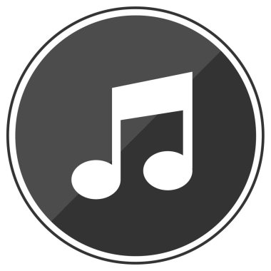 Müzik notası simgesi. siyah ve beyaz vektör çizimi