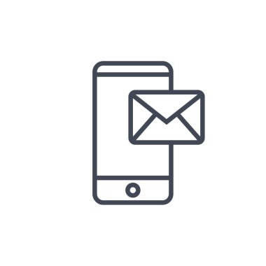Web, vektör illüstrasyonu için mobil sms çizgisi simgesi