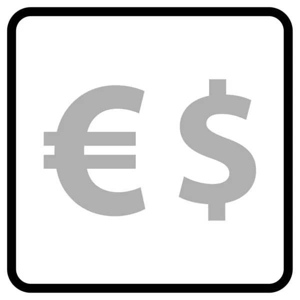 Euro Dollar Geld Ikone Soliden Stil — Stockvektor