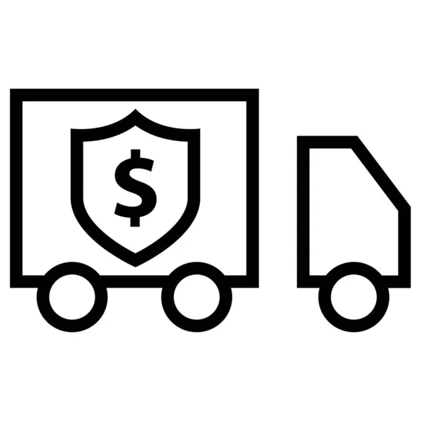 Doprava Kamion Štít Ikona Obrys Vektor Dodávka Dodávkový Vůz — Stockový vektor