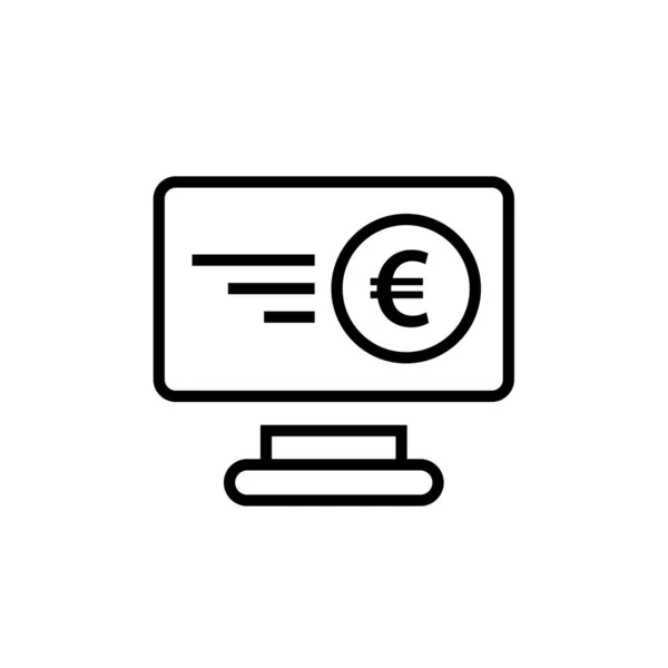 Počítač Euro Ikona Vektor Izolovaný Bílém Pozadí — Stockový vektor