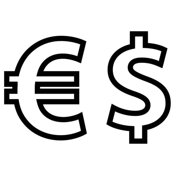 Euro Dólar Vetor Ícone Moeda Símbolo Dólar — Vetor de Stock