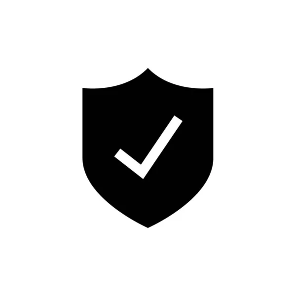 Escudo Com Ícone Marca Verificação Ilustração Vetorial Isolado Fundo Branco —  Vetores de Stock
