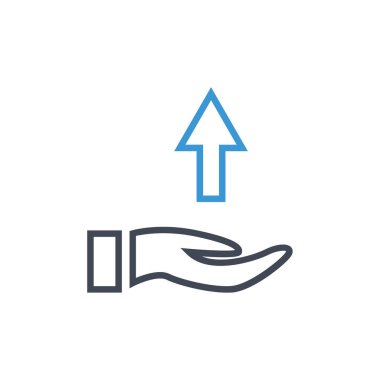 El ele tutuşan ok ikonu. Sembolü yükle. vektör illüstrasyonu