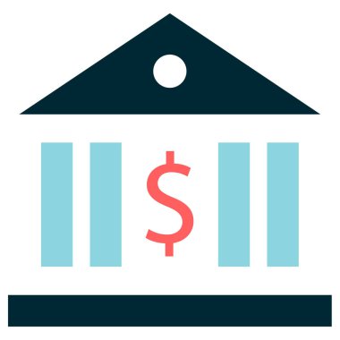 Banka binası simgesi düz stil 