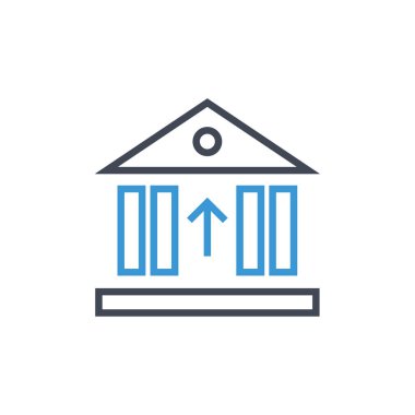 Banka binası simgesi, vektör illüstrasyonu 