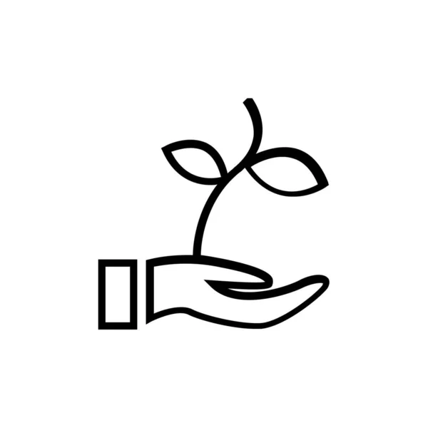 Рука Держит Иконку Растения Векторная Иллюстрация — стоковый вектор