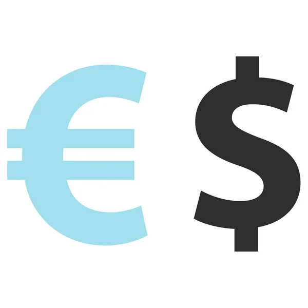 Euro Dólar Moeda Ícone Vetor Plana — Vetor de Stock