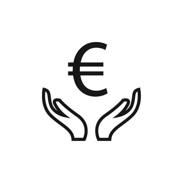 Euro Moneda Moneda Icono Mano Sosteniendo Símbolo Del Dinero Ilustración — Archivo Imágenes Vectoriales
