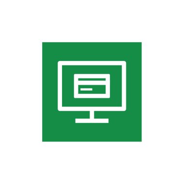 Bilgisayar basit düz simge, ana hatlı vektör illüstrasyonunu izler 