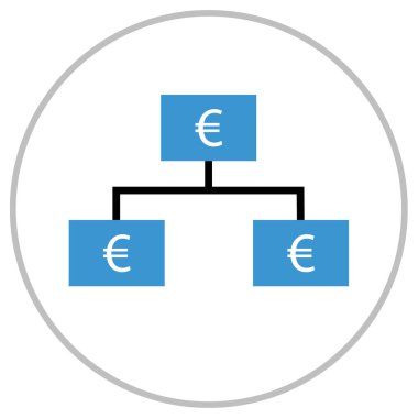 Euro ve Euro takas vektör simgesi. biçim iki renkli düz daire şeklinde sembol, pürüzsüz mavi renkler, yuvarlak açılar, beyaz arkaplan 