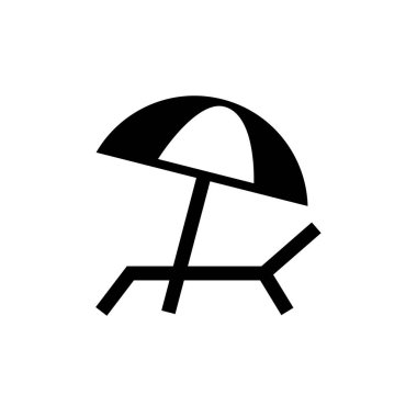 Plaj şemsiyesi ve sandalye ikonu. vektör illüstrasyonu