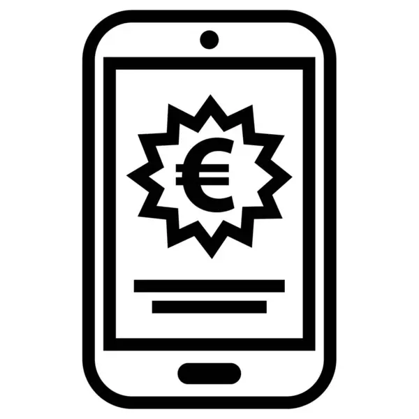 Иконка Мобильных Платежей Евро Векторная Иллюстрация Стиль Плоский Знаковый Символ — стоковый вектор