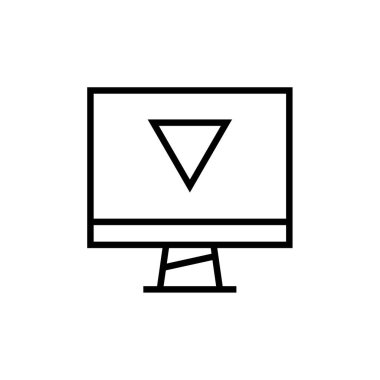 Bilgisayar ekranı ikon vektörü. İnce çizgi işareti. izole edilmiş sınır sembolü çizimi