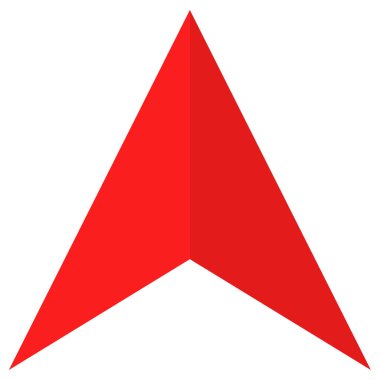 ok yukarı vektör simgesi. biçim düz sembol, kırmızı renk, yuvarlak açılar, beyaz arkaplan