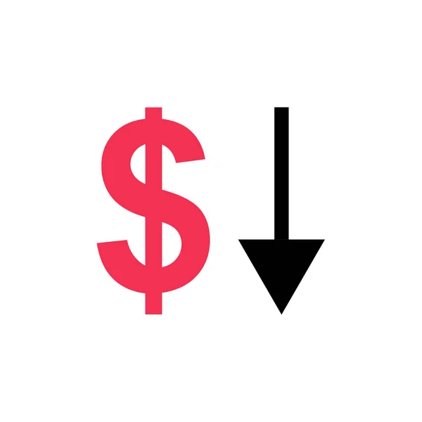 Znak Dolara Ikoną Strzałek Ilustracja Wektora — Wektor stockowy