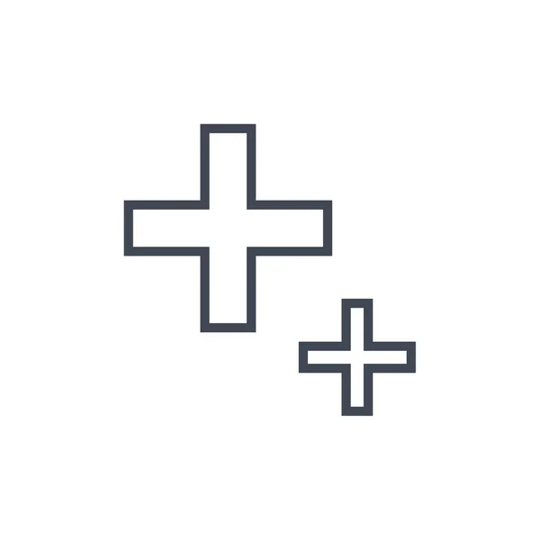 医療用十字線とグリフのアイコン 白地に隔離された医療ベクトル図 ウェブやアプリ用にデザインされたアウトラインスタイルデザイン Eps — ストックベクタ