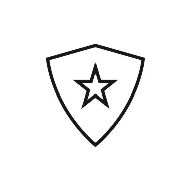 Kalkan vektör çizgisi simgesi. Beyaz arkaplanda izole edilmiş kalkan vektör çizimi. 