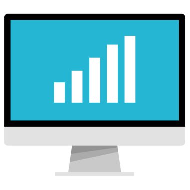 Grafik simgesi olan monitör. vektör grafiği 