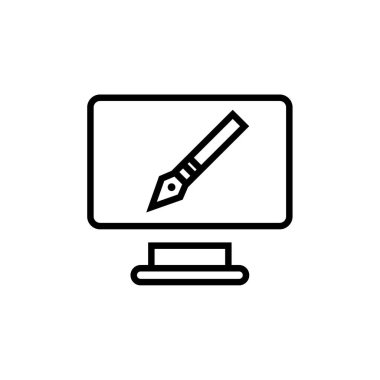 Beyaz arkaplanda ikon vektörü izole edildi. bilgisayar işareti. 