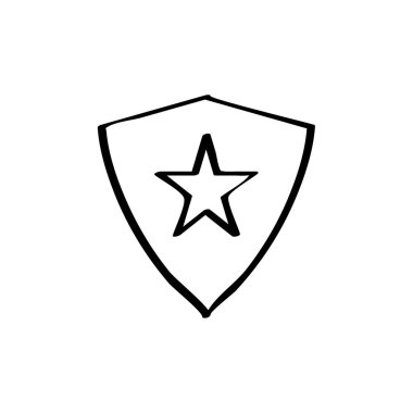 Beyaz arkaplanda kalkan vektör simgesi 