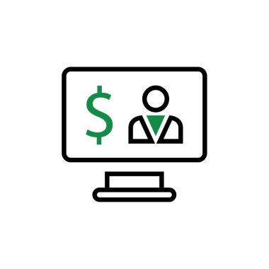 online bankacılık vektör simgesi. İnce çizgi işareti. izole edilmiş sınır sembolü çizimi