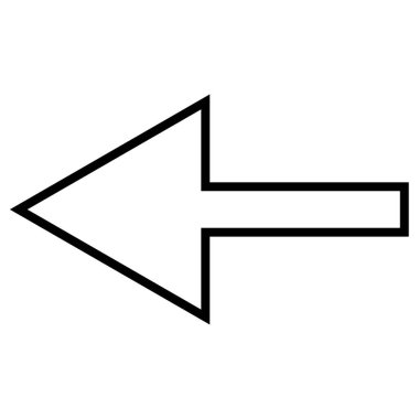 Sol ok vektör simgesi. biçim düz siyah çizgi, beyaz arkaplan, gri ızgara.