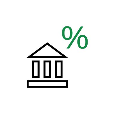 Beyaz arkaplanda banka binası simgesi 