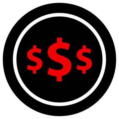 para vektör simgesi. Bu yuvarlak düz sembol beyaz zemin üzerinde yoğun kırmızı ve siyah renklerle çizilir. 