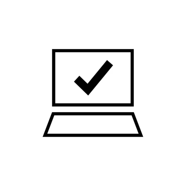 チェックマークのアイコンベクトルイラストデザインのノートパソコン — ストックベクタ