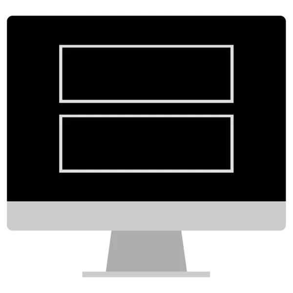 Monitor Ordenador Simple Icono Plano Esquema Ilustración Vectorial — Vector de stock