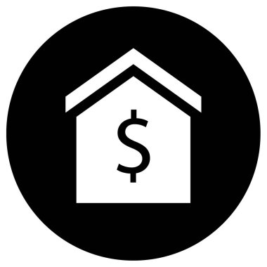 Bir dolarlık ev, hisse senedi gayrimenkul. Web simgesi basit illüstrasyon