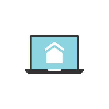 ev bilgisayarı ev bilgisayarı emlak web simgesi basit illüstrasyon satın alıyor